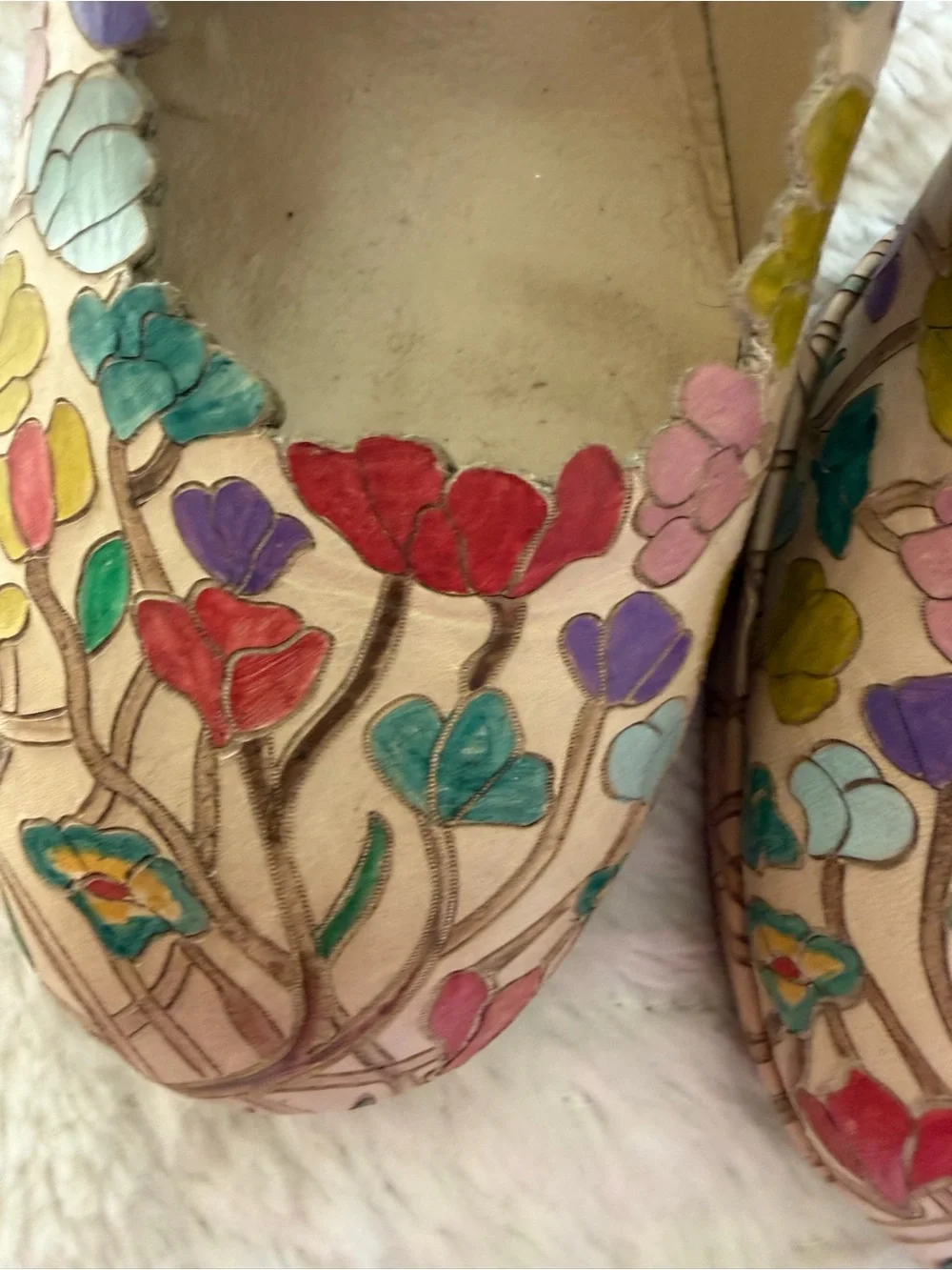 Bella Freud for BIBA platform leather floral heels